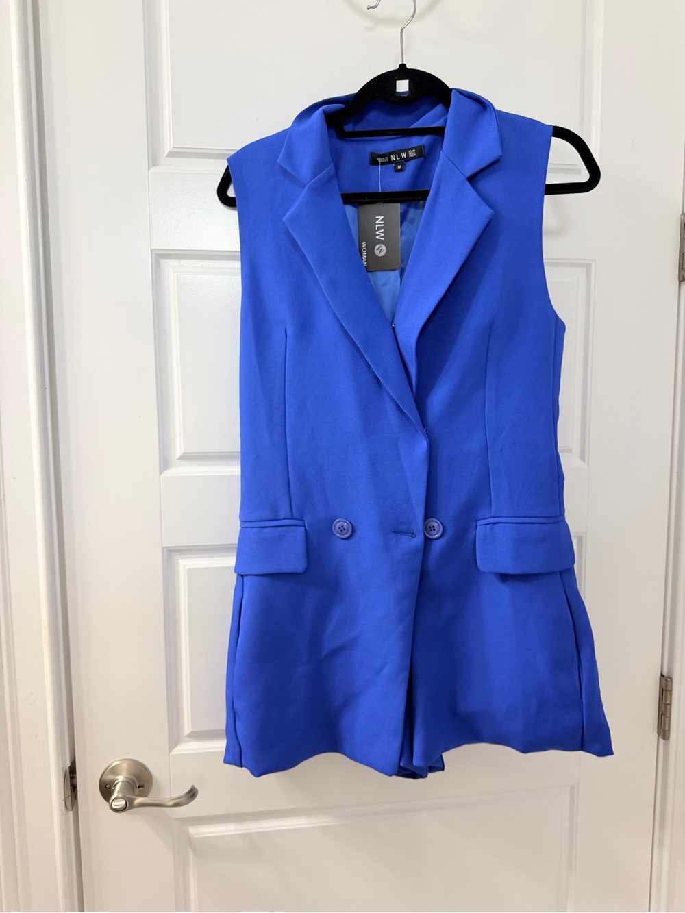 Sleeveless Tailored Romper in Cobalt Blue by Nliw
